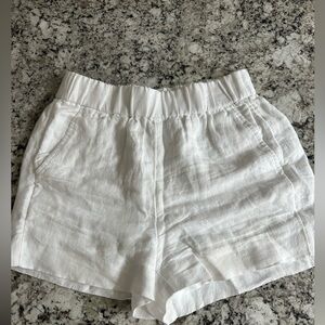J Crew white linen pull on shorts